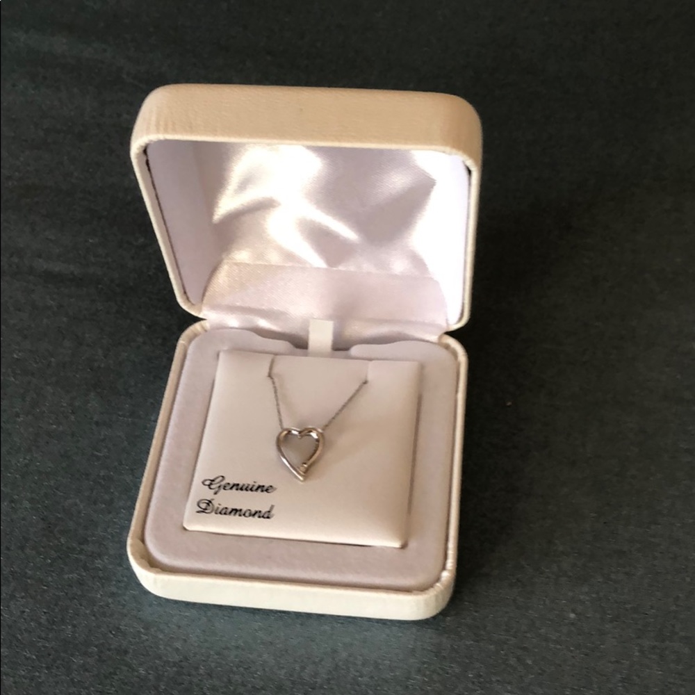 Genuine Diamond Silver Heart Necklace FineJewelry